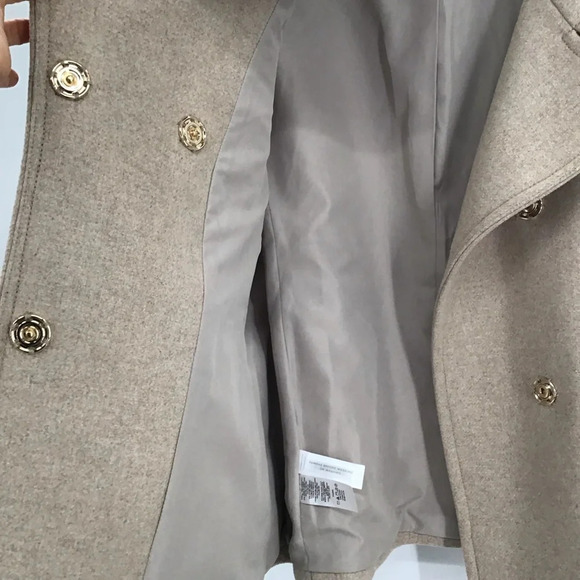 Ann Taylor Wool Blend Pea Coat Career Winter Creme/Tan Size Small Petite - Picture 9 of 11